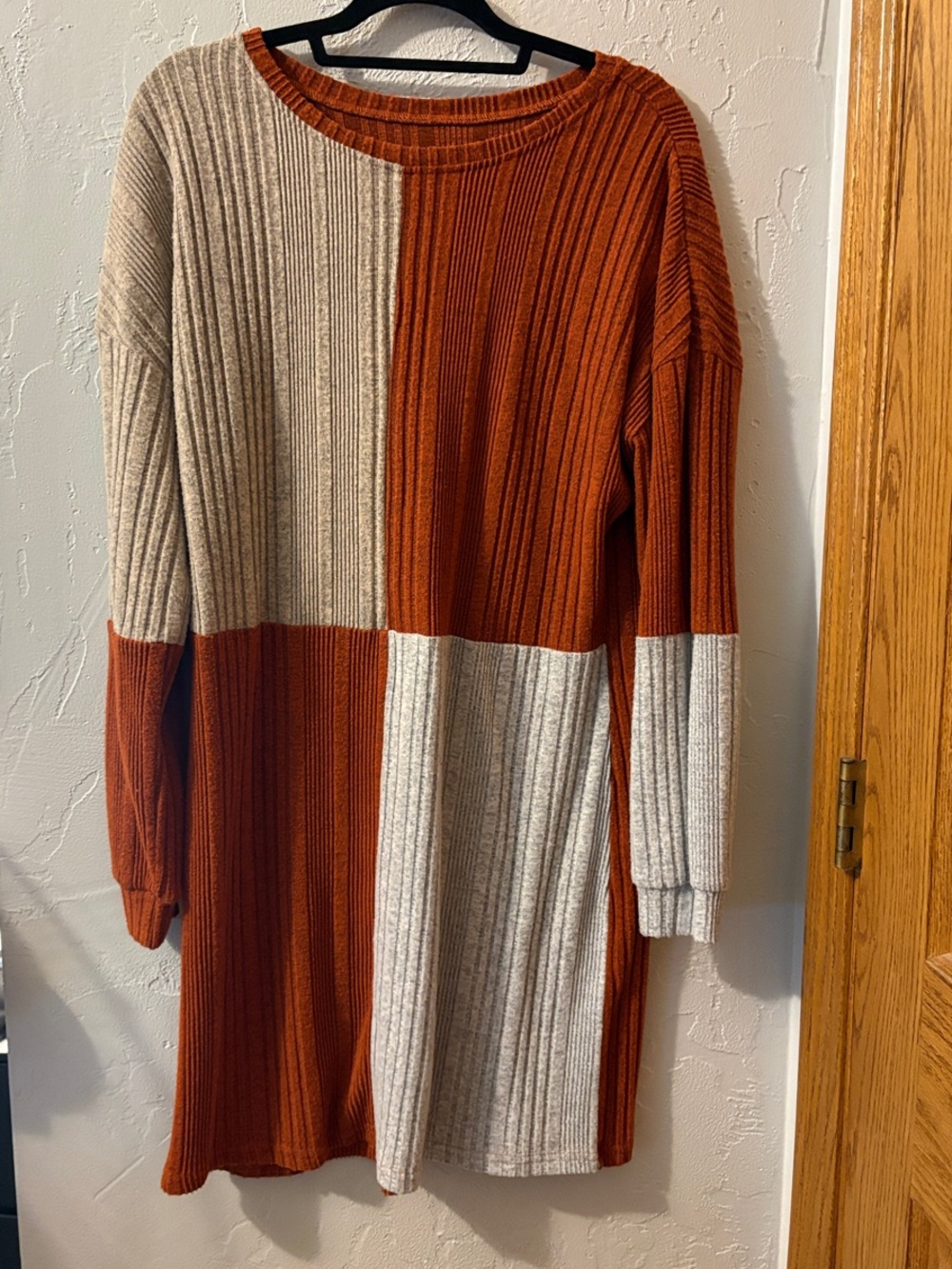 Color Block Ribbed Sweater Dress
